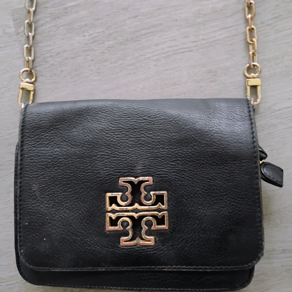 Tory Burch Black Crossbody Bag with Gold Accents